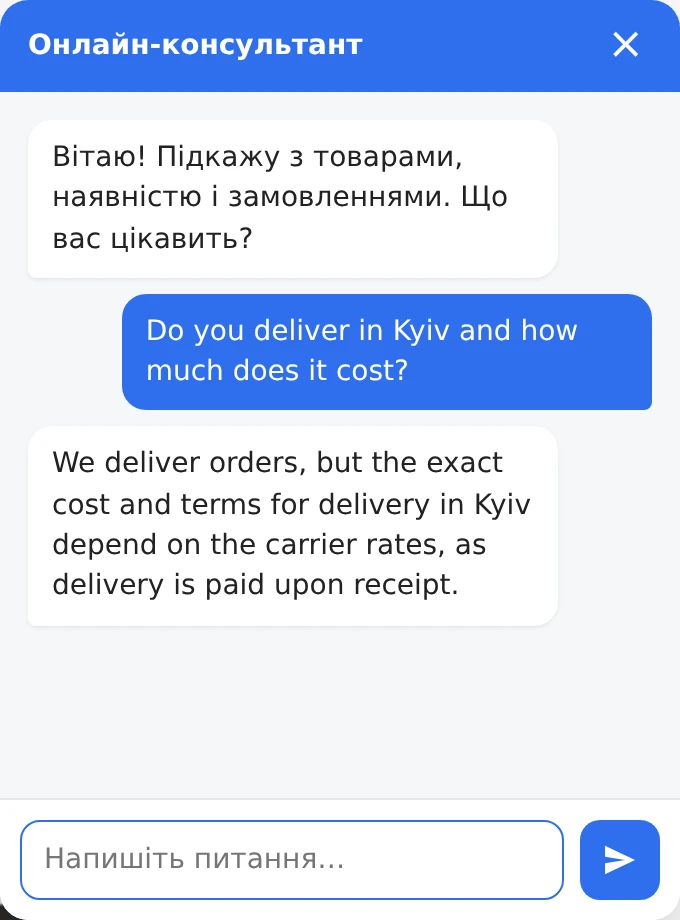 The chat widget on the storefront