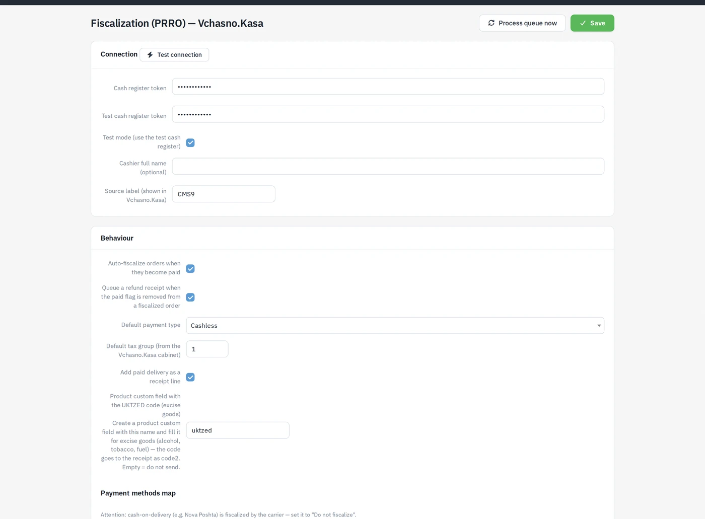 Fiscalization module settings